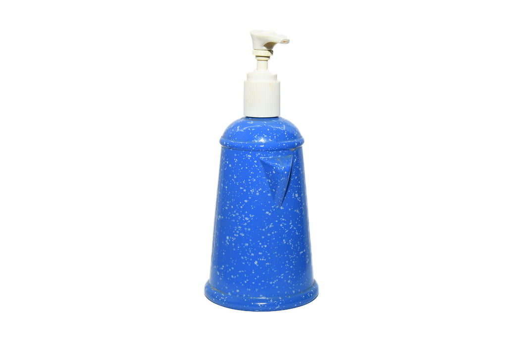 Avon-Country Style Coffee Pot Hand Lotion Dispenser Speckled Blue