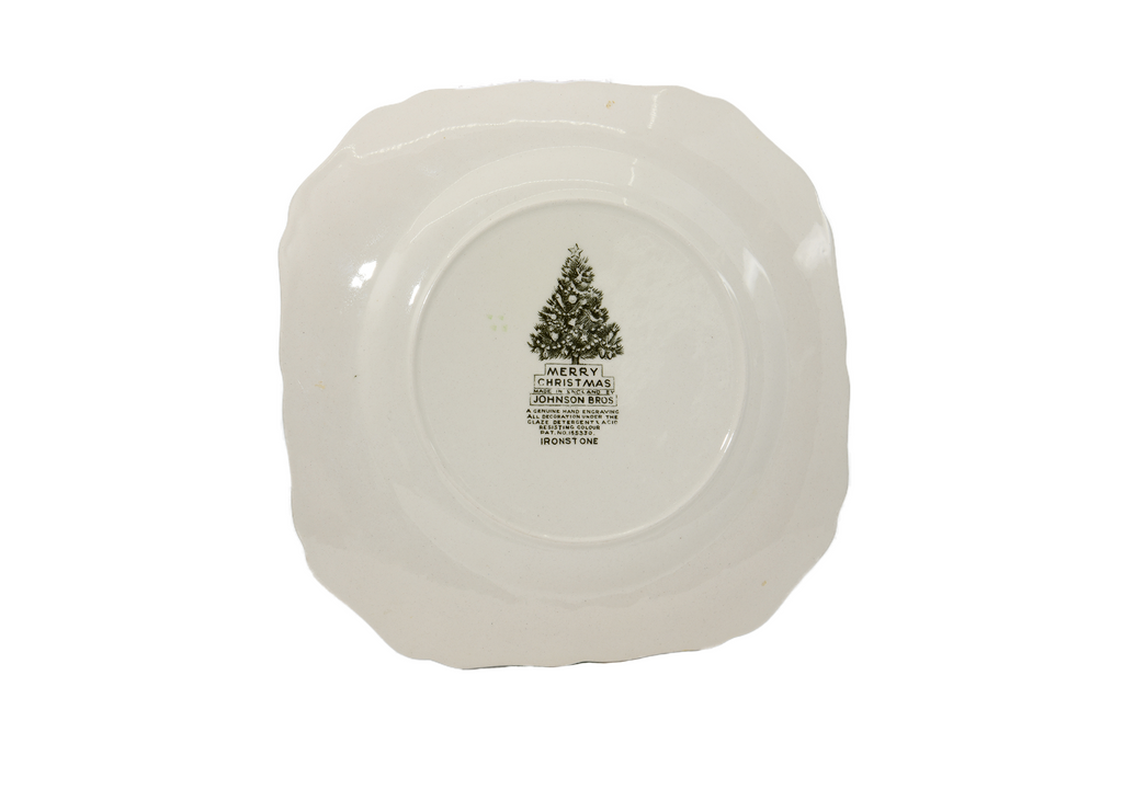 Square Plate-Christmas Scene- Johnson Bros China