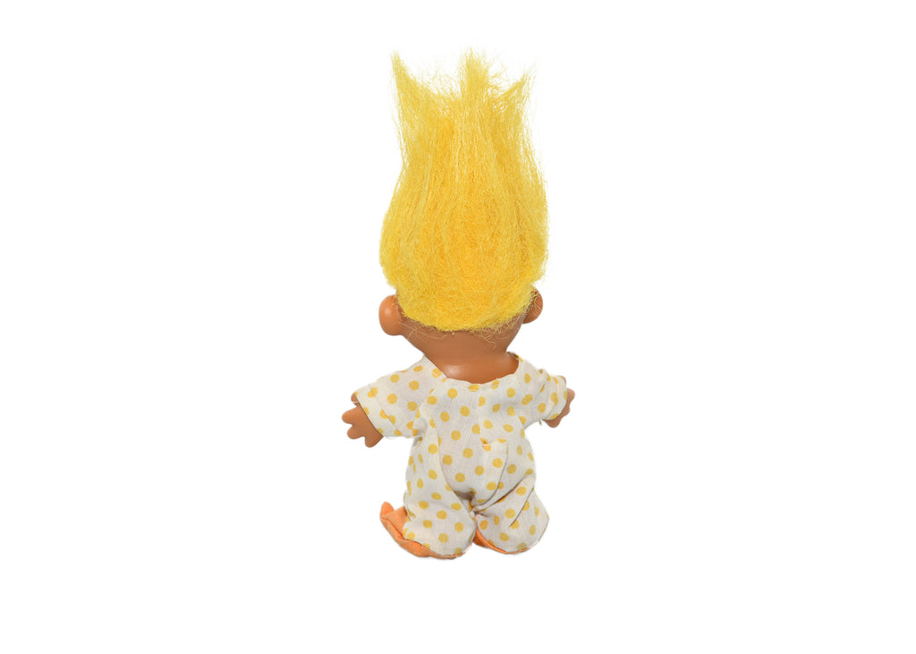 Troll In White With Yellow PJ's-Yellow Hair