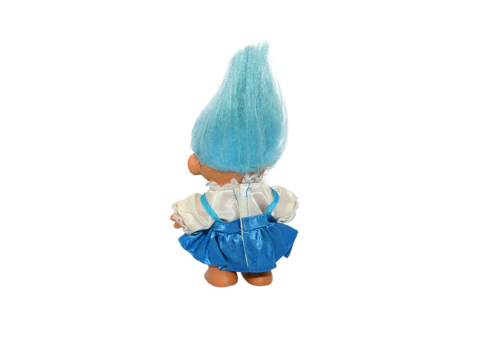 Troll In Blue White Apron-Light Blue Hair
