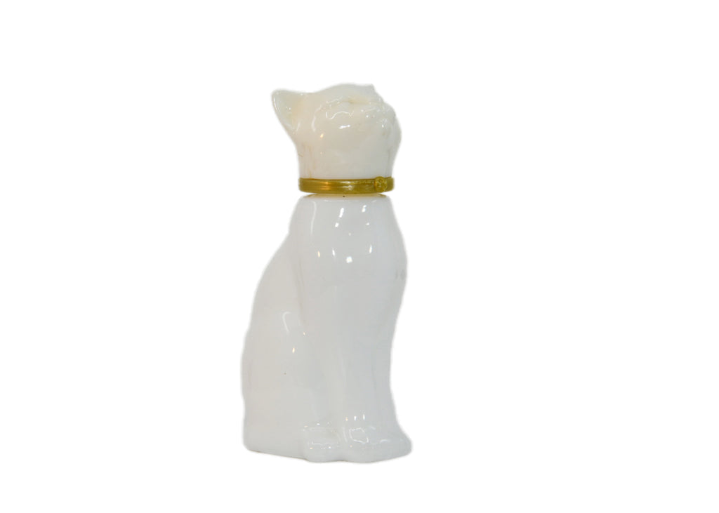 Avon-White Milk Glass Cat with Gold Collar