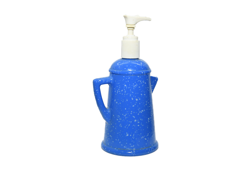 Avon-Country Style Coffee Pot Hand Lotion Dispenser Speckled Blue