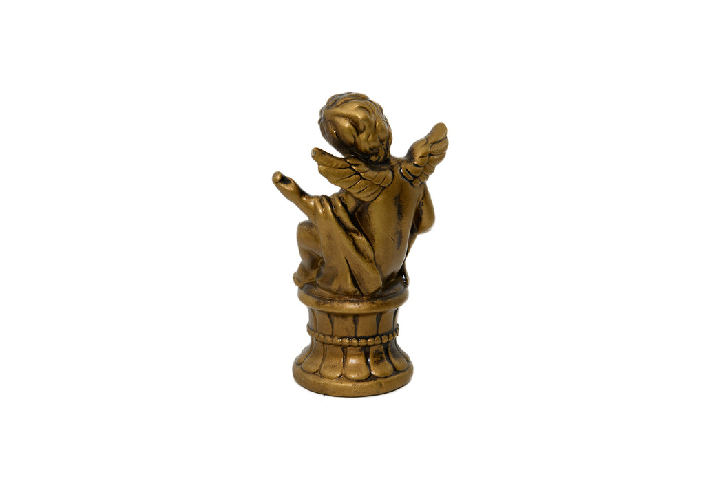 Gold Color Angel With Horn Figurine