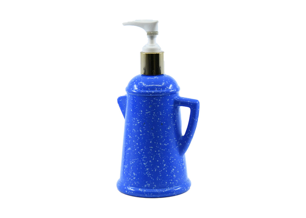 Avon-Country Style Coffee Pot Hand Lotion Dispenser Speckled Blue