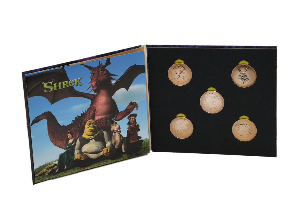 Shrek Reel Coinz RCM Medallion & Sticker Set #35005 2001