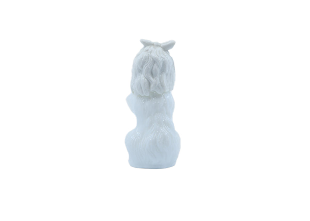 Avon-White Milk Glass Terrier Dog Decanter