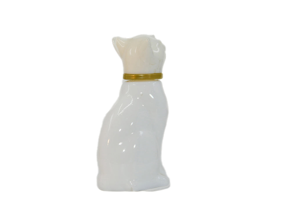 Avon-White Milk Glass Cat with Gold Collar