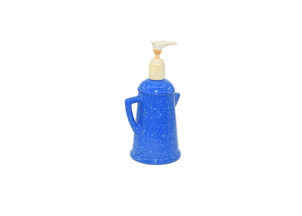 Avon Vintage Country Style Coffee Pot Hand Lotion Dispenser Speckled Blue