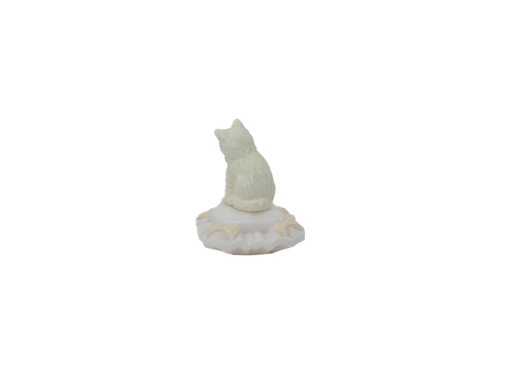 Avon-Sitting Pretty White Cat Pillow Milk Glass Decanter