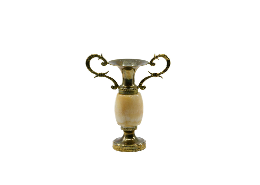 French Vintage Small Miniature Brass & Onyx Vase / Flower Vase / Ornament