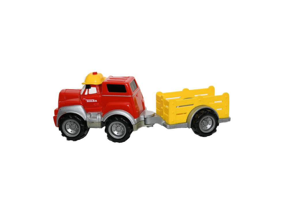 Tonka Lil' Chuck Red Truck & Yellow Trailer