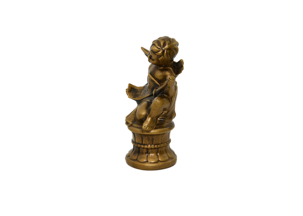 Gold Color Angel With Horn Figurine