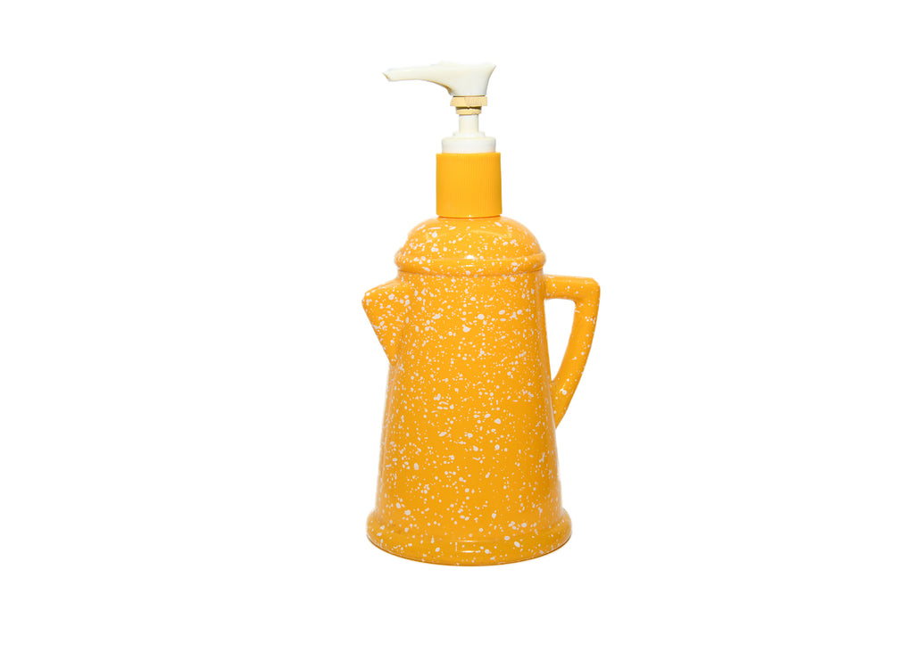 Avon-Country Style Coffee Pot Hand Lotion Dispenser Speckled Yellow