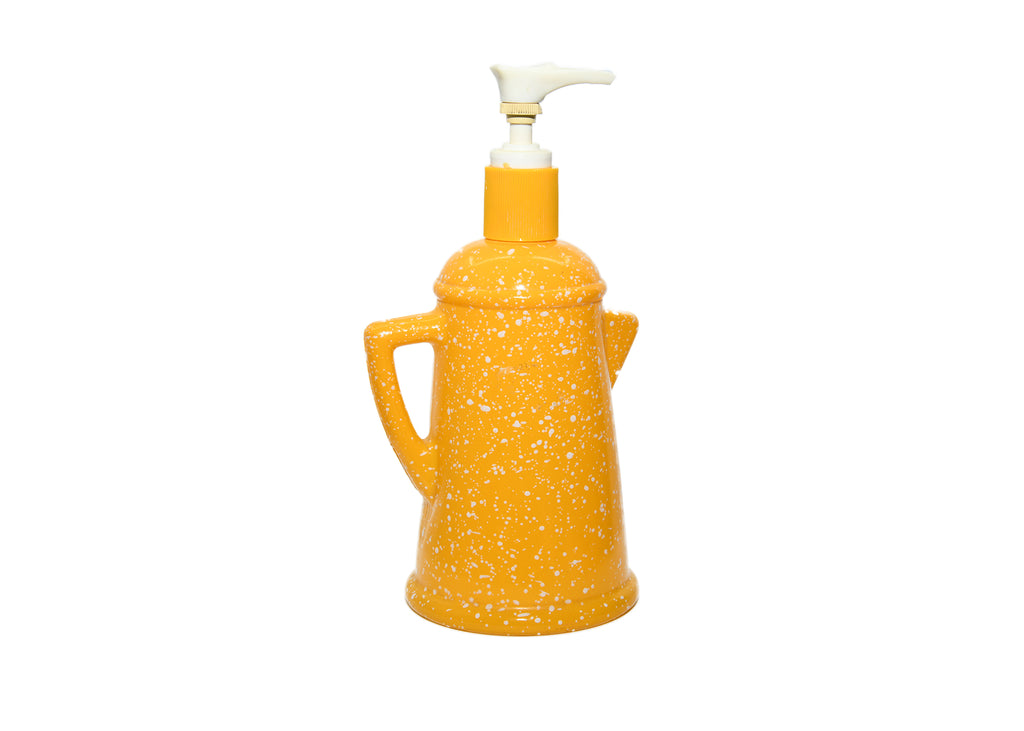 Avon-Country Style Coffee Pot Hand Lotion Dispenser Speckled Yellow