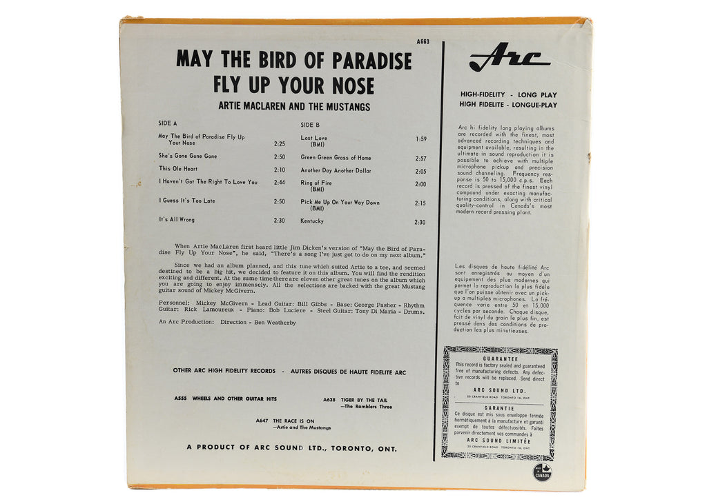 Artie MacLaren And The Mustangs - May The Bird Of Paradise Fly Up Your Nose