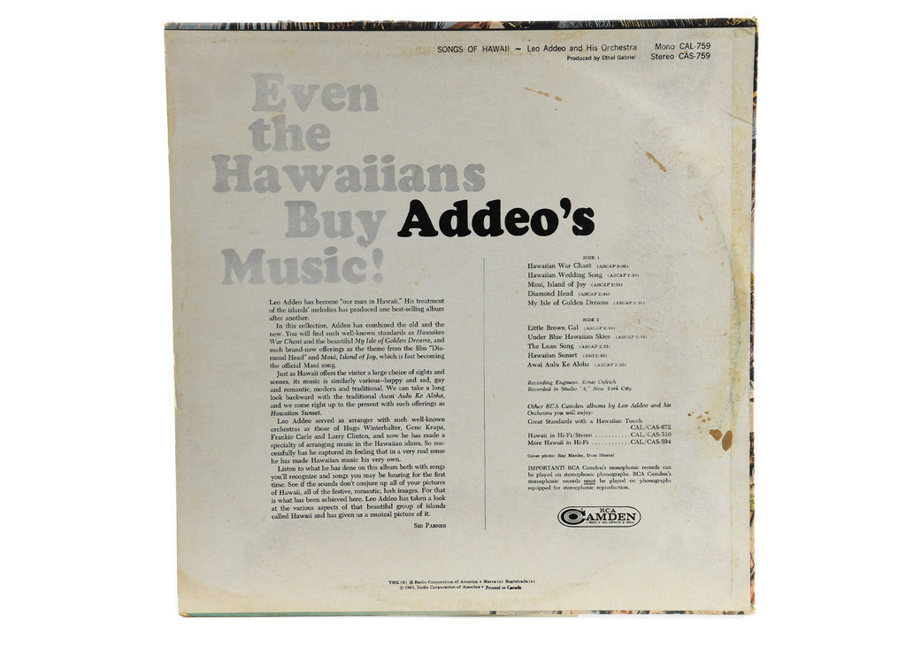 Leo Addeo And His Orchestra - Songs Of Hawaii